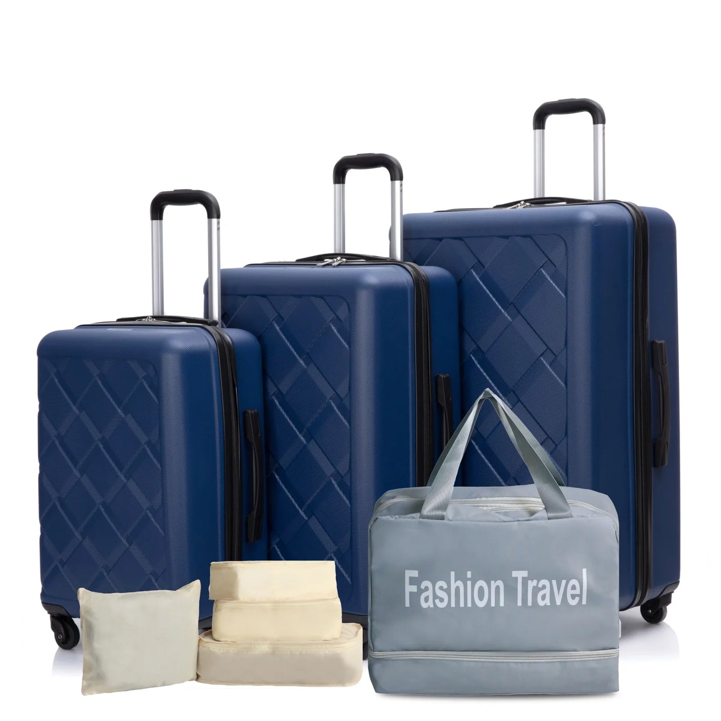 TravelhouseCN Luggage Set 3 Piece Double Spinner ABS Hard Case