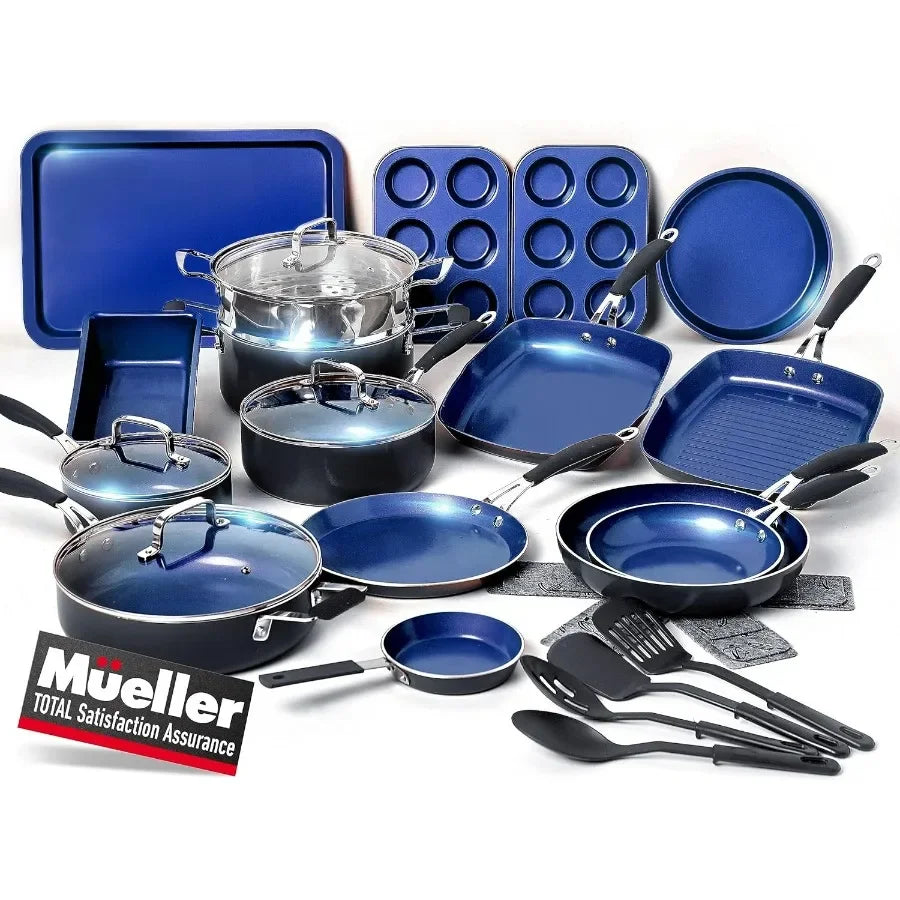 Sapphire UltraClad 24 Piece Induction Cookware Set Nonstick Pots and Pans
