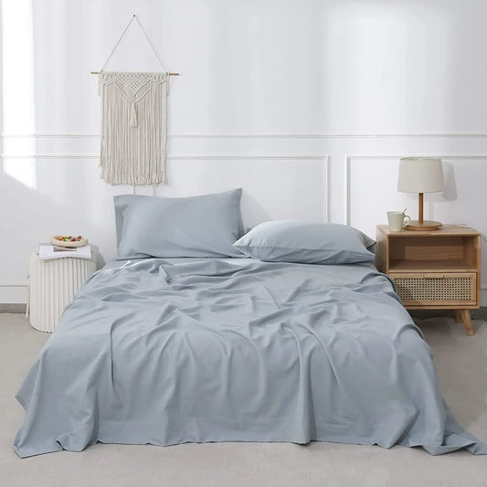 Simple Opulence Belgian Linen Cotton Blend Bedding Set With Fitted Sheets