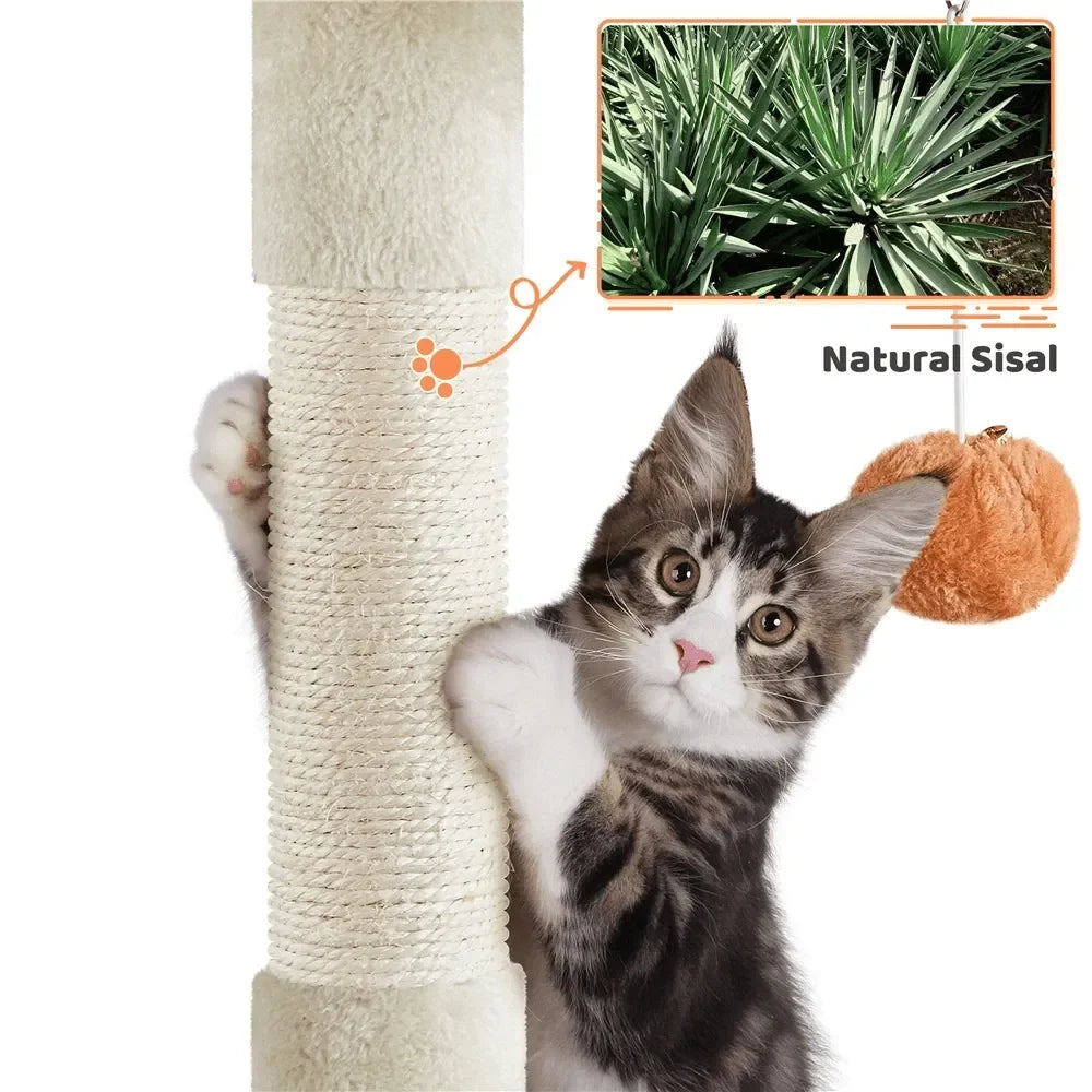 XMSJ Cat Tree Paw Shaped Plush Climbing Frame Condos