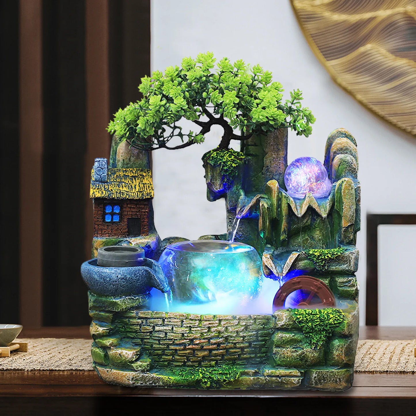 Desktop Fountain Waterfall Indoor Decor Landscape Rockeries Ornaments