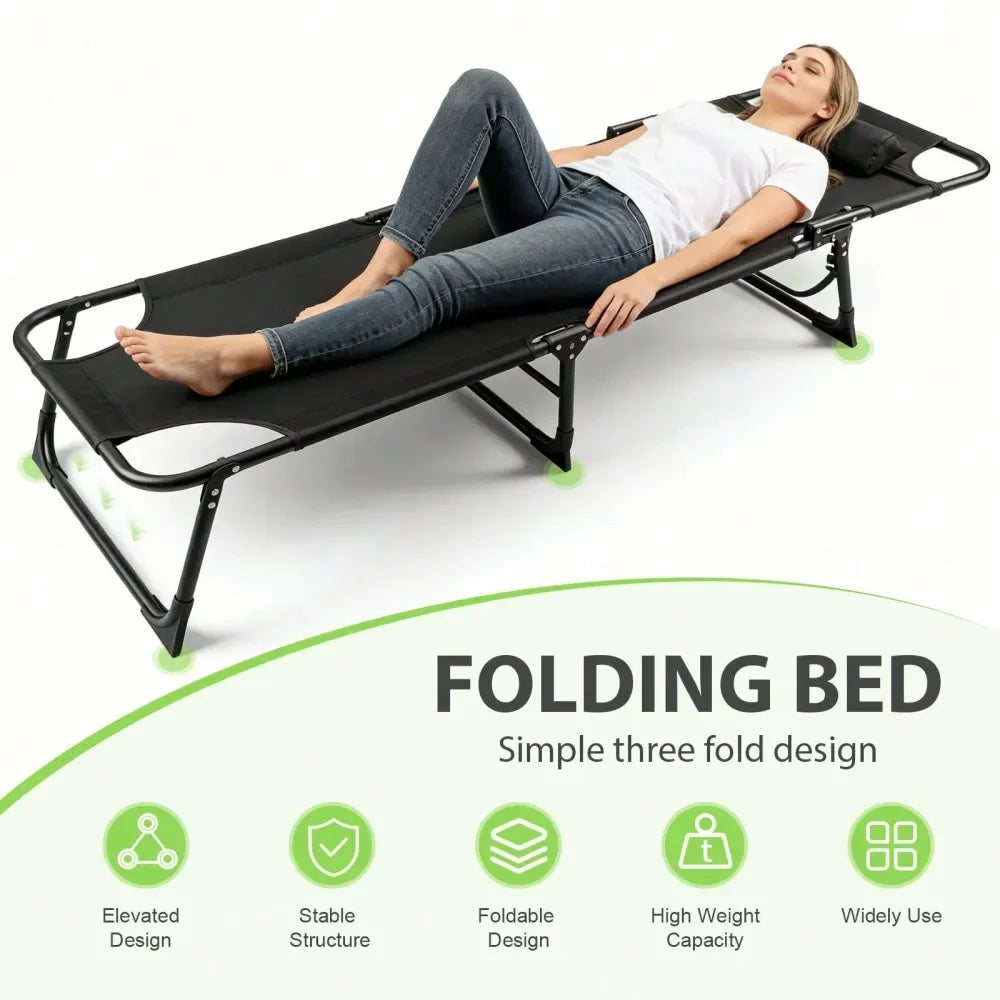 XMSJ Camping Cot With Pillow Mattress Heavy Duty Foldable Bed