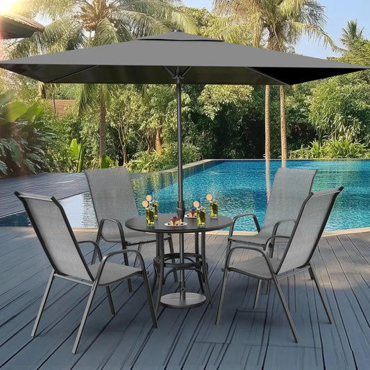 Stackable Outdoor Patio Dining Chairs With High Back And Armrests