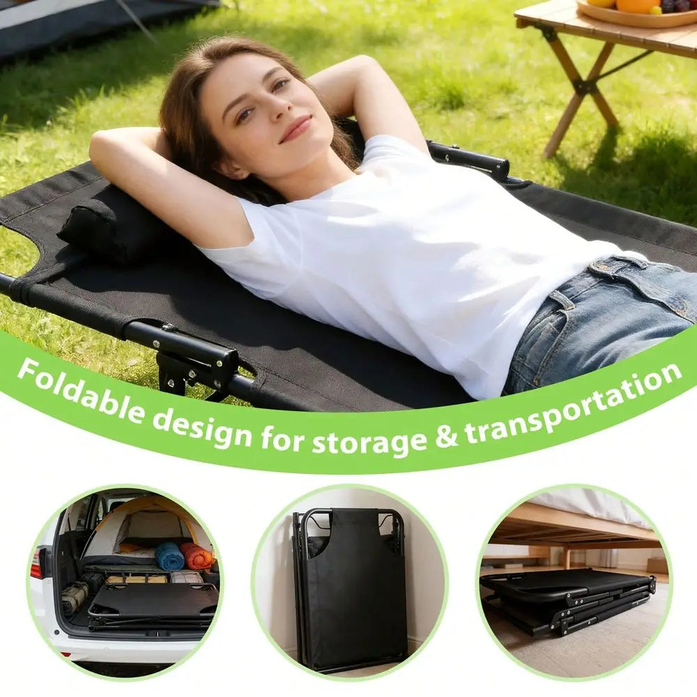 XMSJ Camping Cot With Pillow Mattress Heavy Duty Foldable Bed