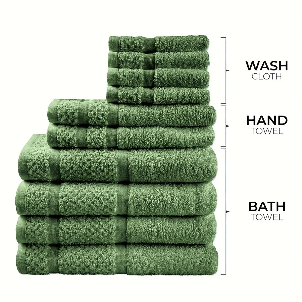 10 Piece Bath Towel Set Including Towels Hand Towels Washcloths