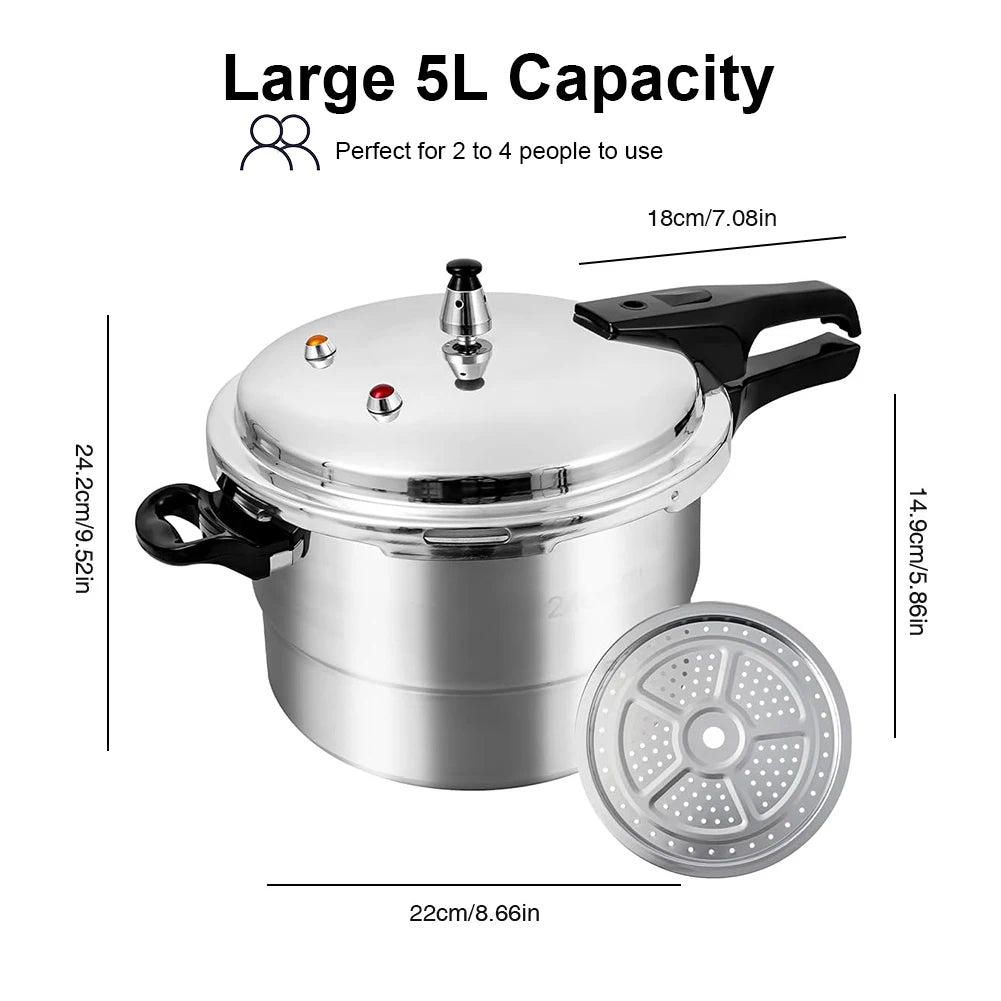 Aluminum Alloy Pressure Cooker With Steaming Plate For Induction Stove