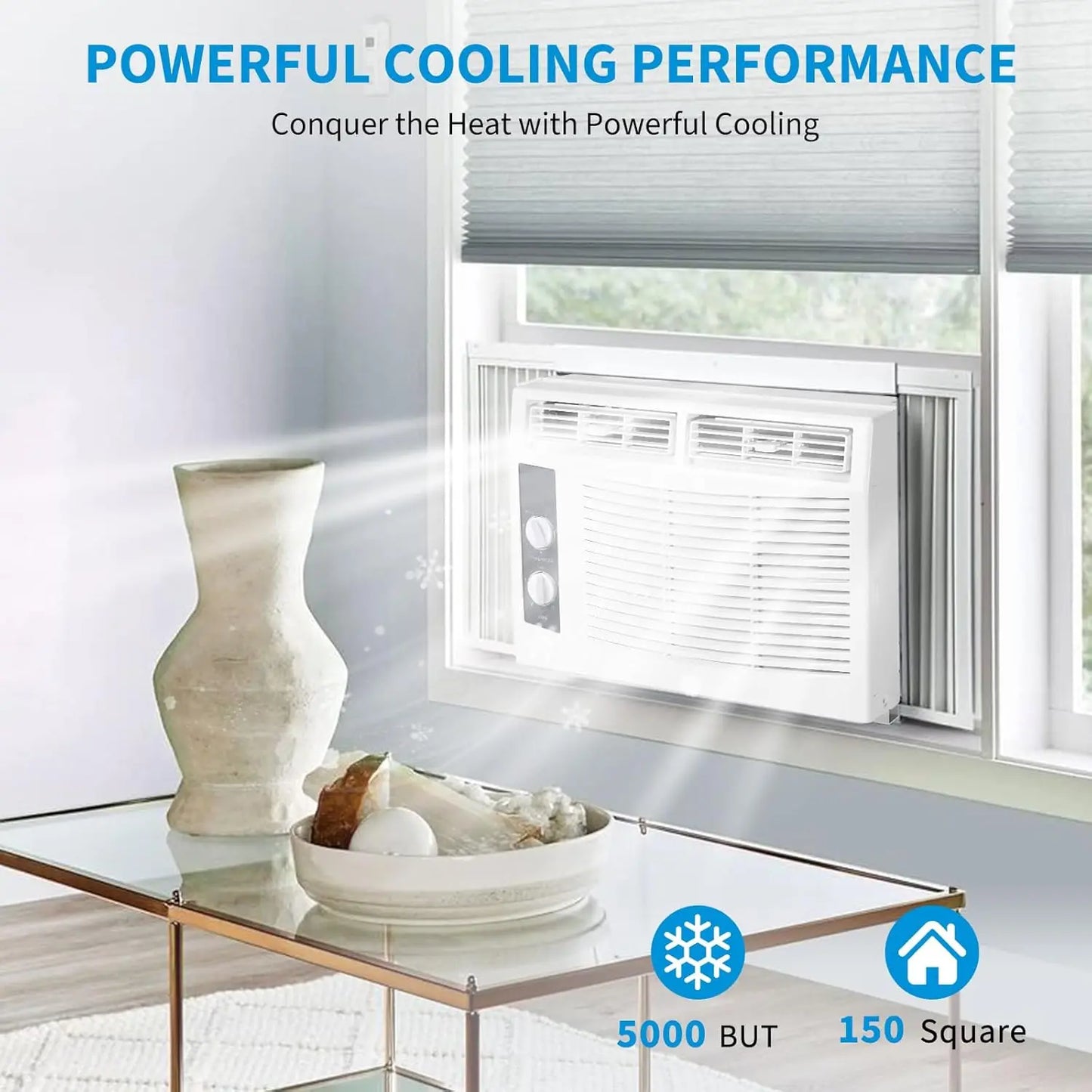 Acekool 5000 BTU Window AC Unit With Remote For Rooms