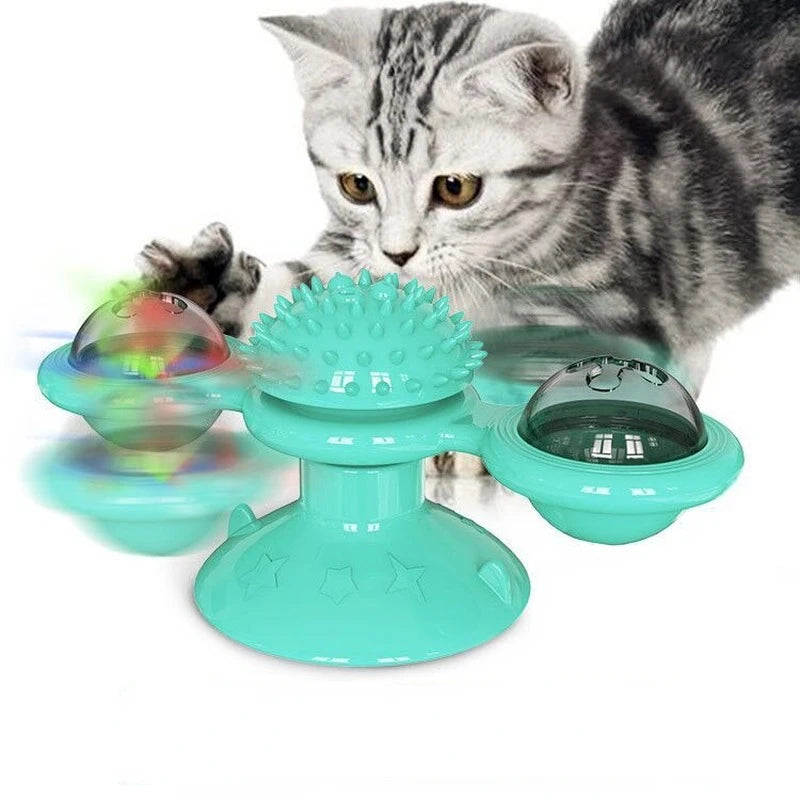 Windmill Cat Toy Interactive Puzzle Turntable Cat Game