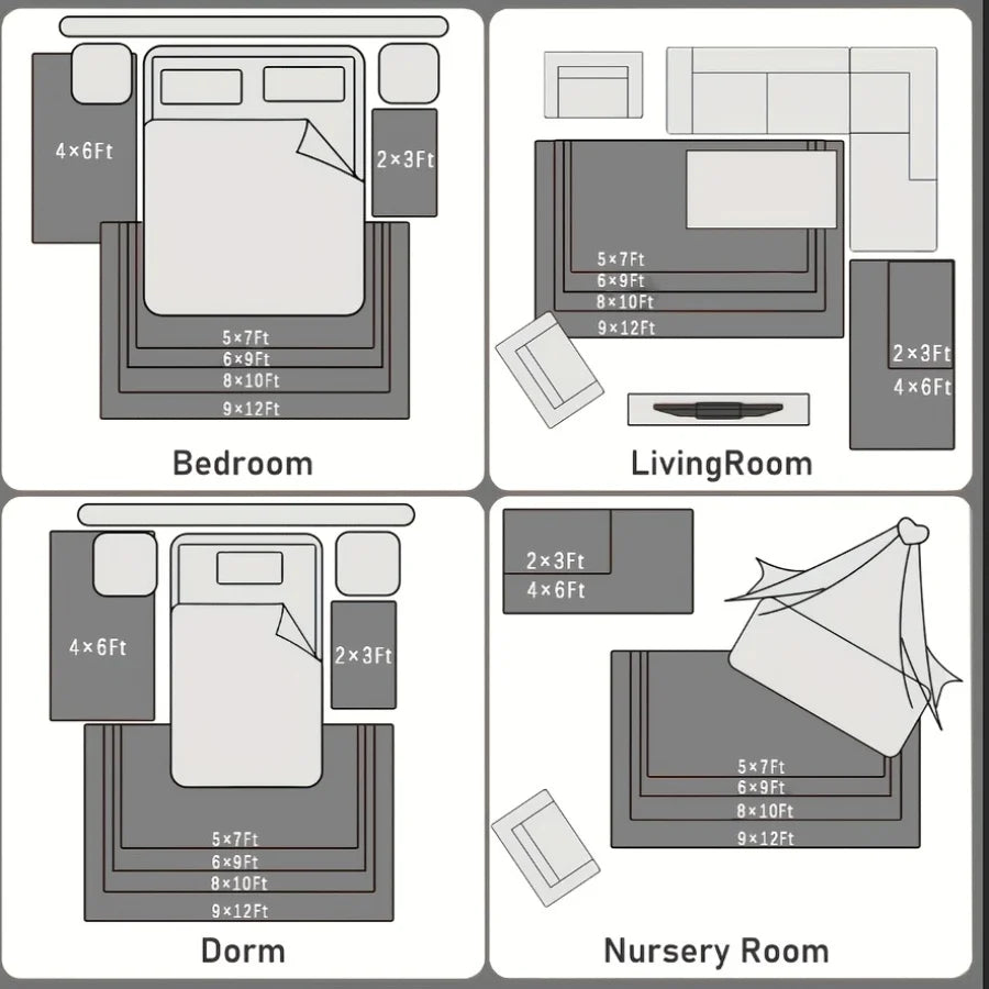 Geometric Plush Polyester Area Rug for Living Room and Bedroom