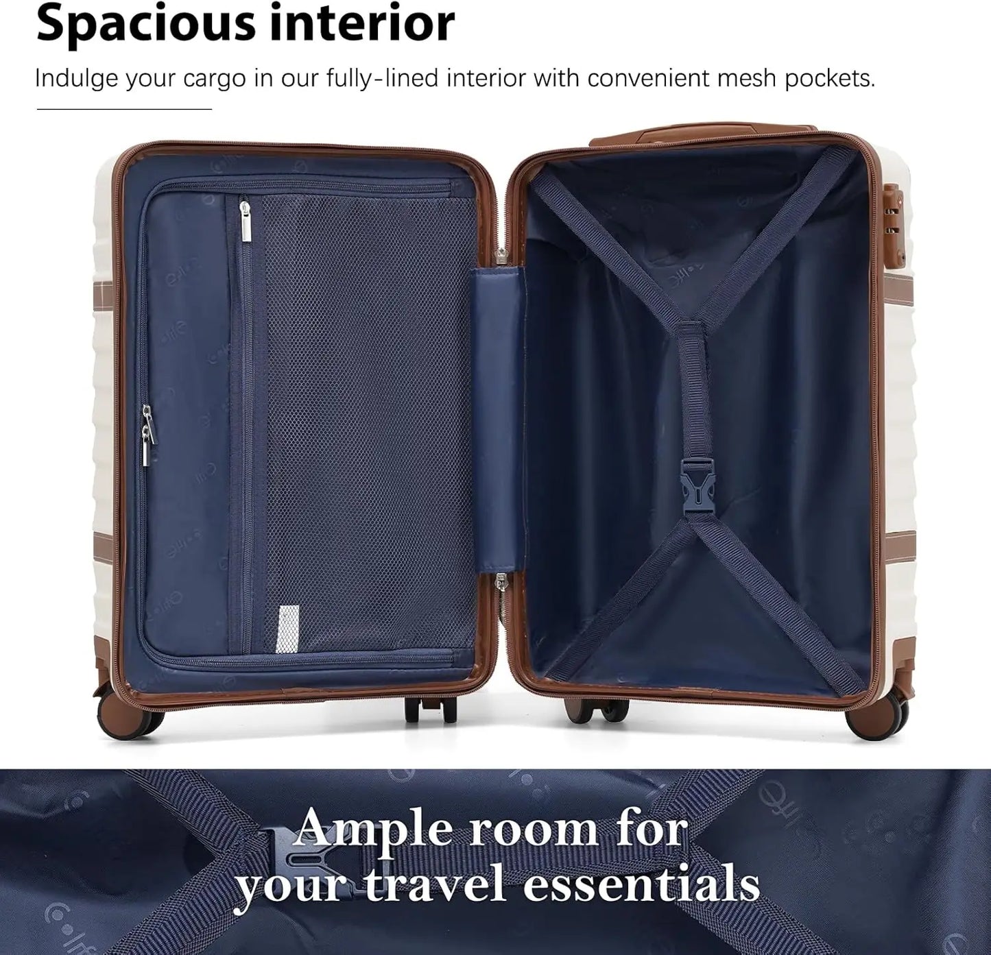 Coolife Luggage Set Hardside Spinner Suitcase TSA Lock