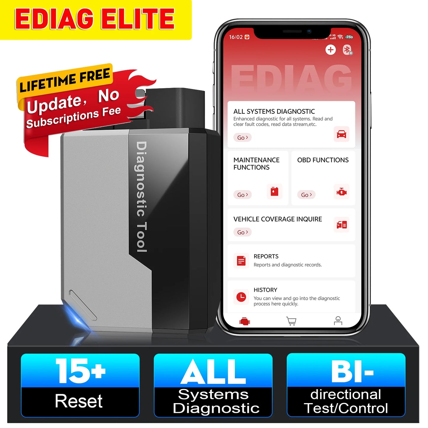 Kingbolen Ediag Elite OBD2 Scanner All System Bidirectional Tool