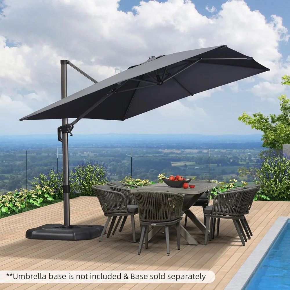Rectangular Cantilever Patio Umbrella Aluminum Offset 360 Rotation