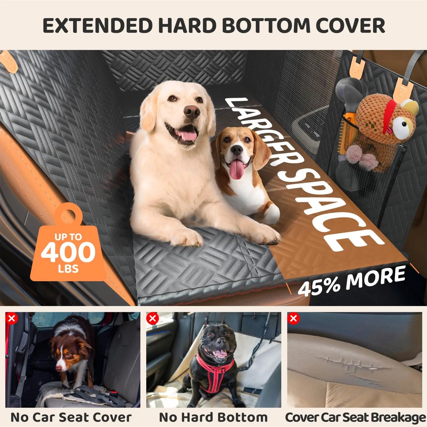 Rear Seat Dog Hammock Cover For Cars And SUVs Heavy Duty 600D