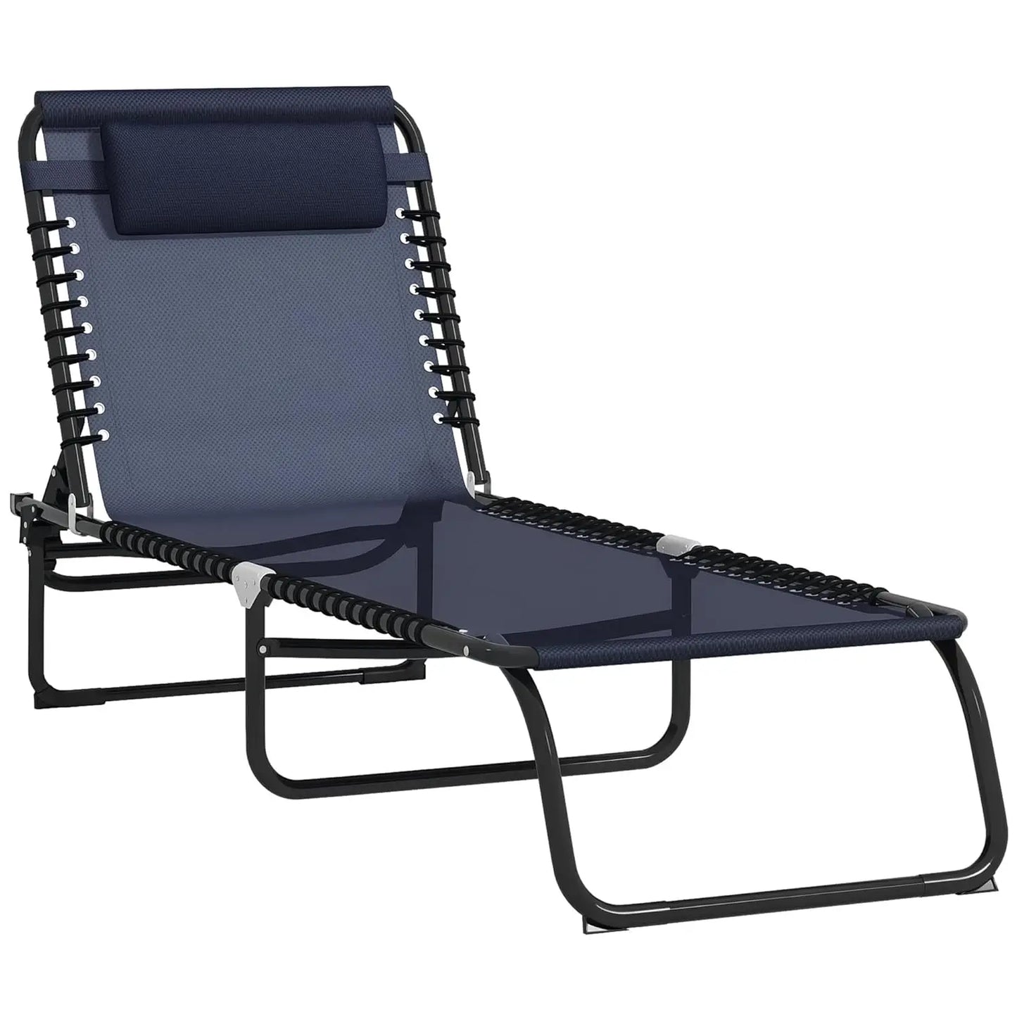 Folding Chaise Lounge Chair Outdoor Sun Lounger With Reclining Back