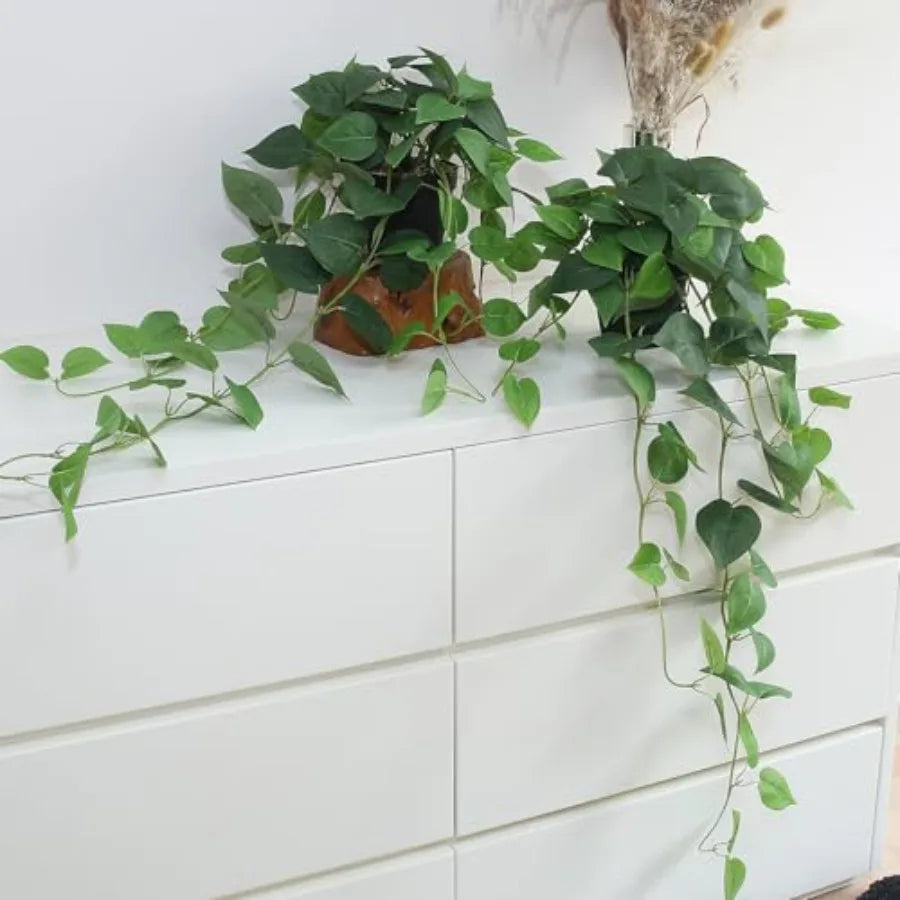 OLOEY Faux Pothos Hanging Plants 2 Silk Ivy Vines Indoor