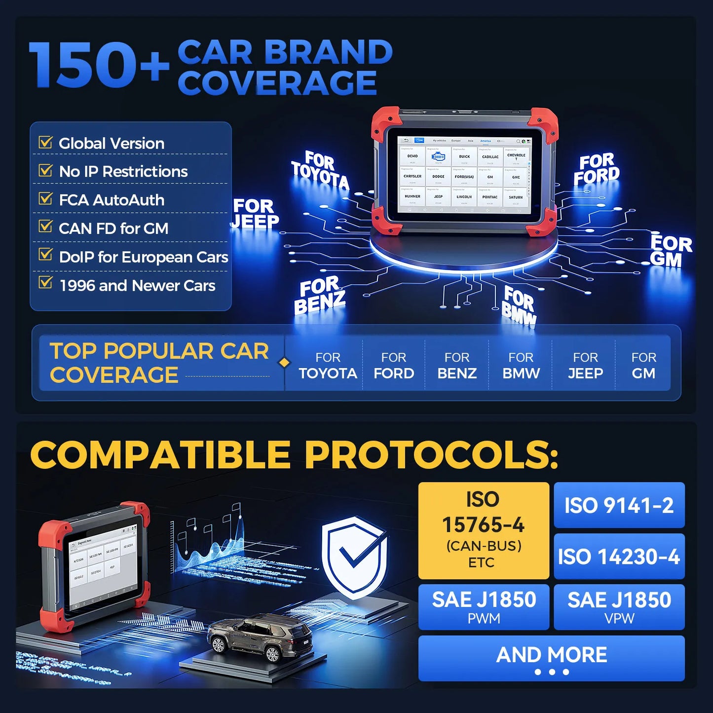 XTOOL D7 All System Car Diagnostic Scanner Bidirectional ECU Coding