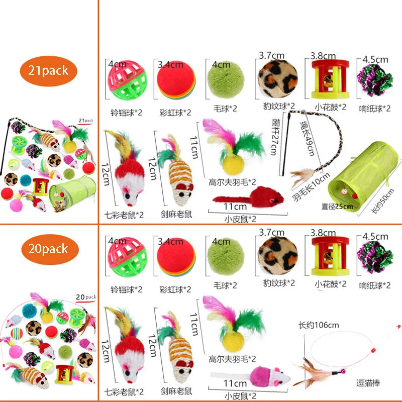 Kitten Toys Variety Pack Cat Toys Set With Sisal Mouse Bell Balls