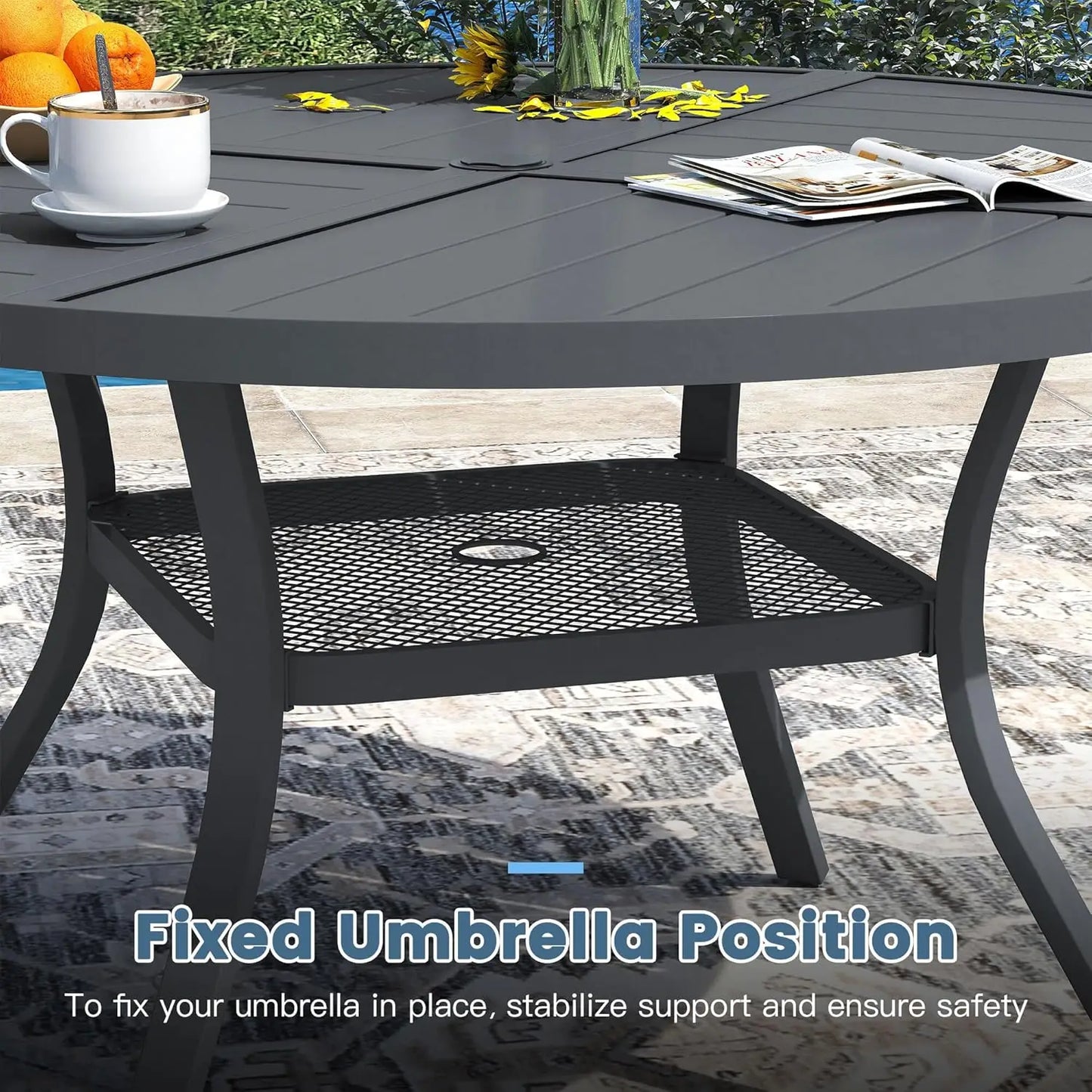 Modern Outdoor Patio Dining Set for Six with Table