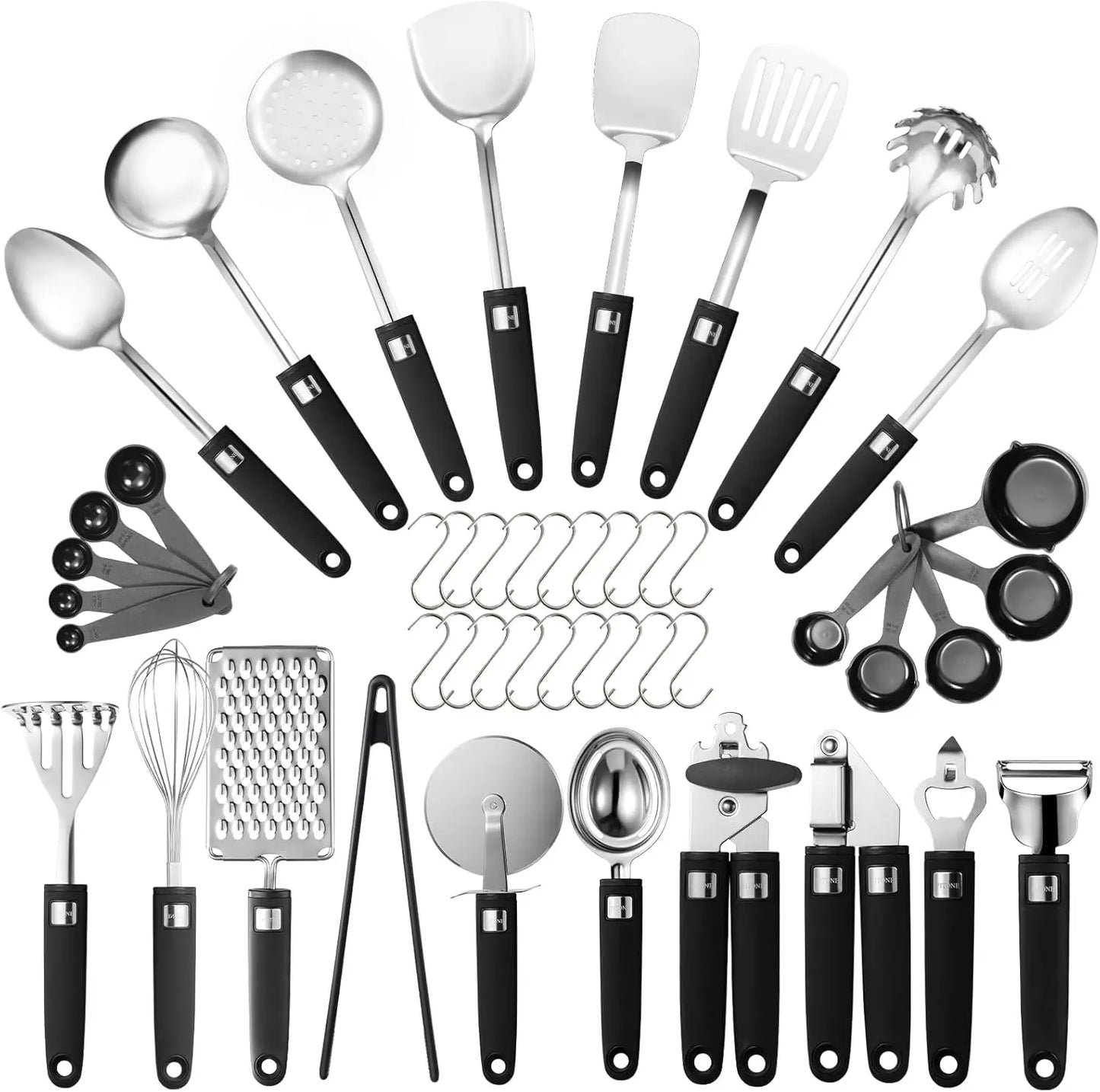 XMSJ 46 Pcs Stainless Steel Kitchen Utensils Set Essential