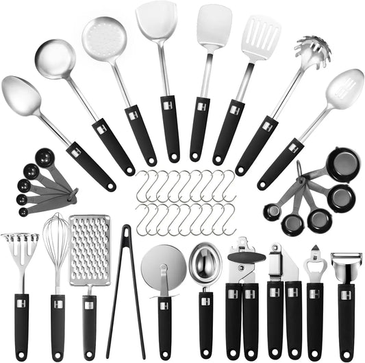 XMSJ 46 Pcs Stainless Steel Kitchen Utensils Set Essential