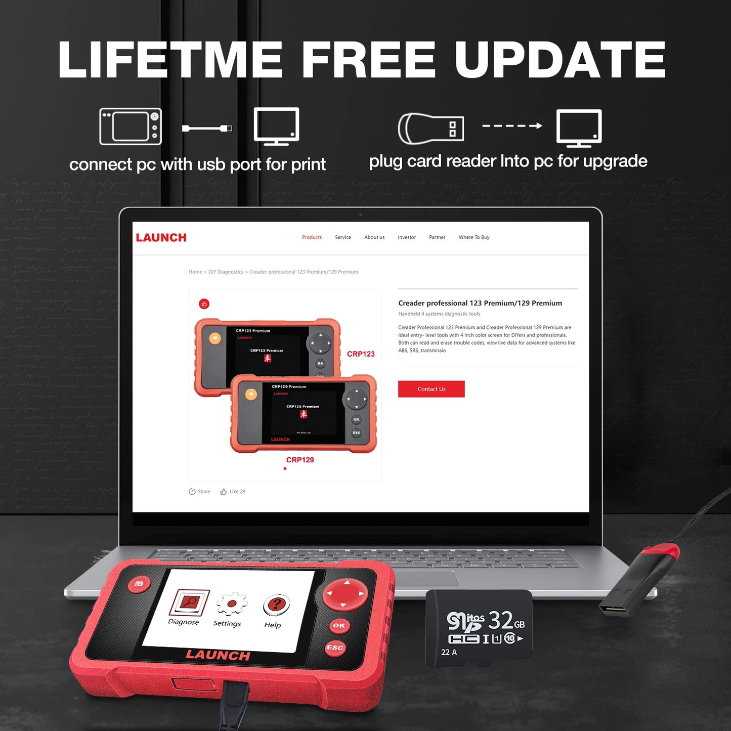 Launch Creader CRP123 V2.0 Engine Transmission SRS ABS OBD2 Scanner