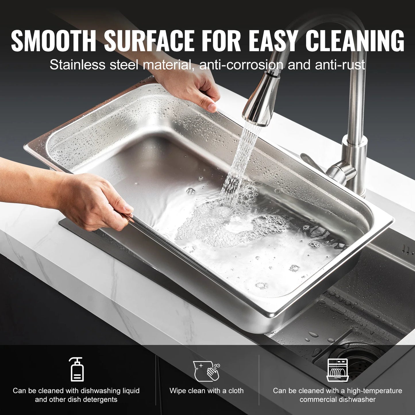 Succebuy Anti-Jam Steam Pan With Lid Stainless Steel