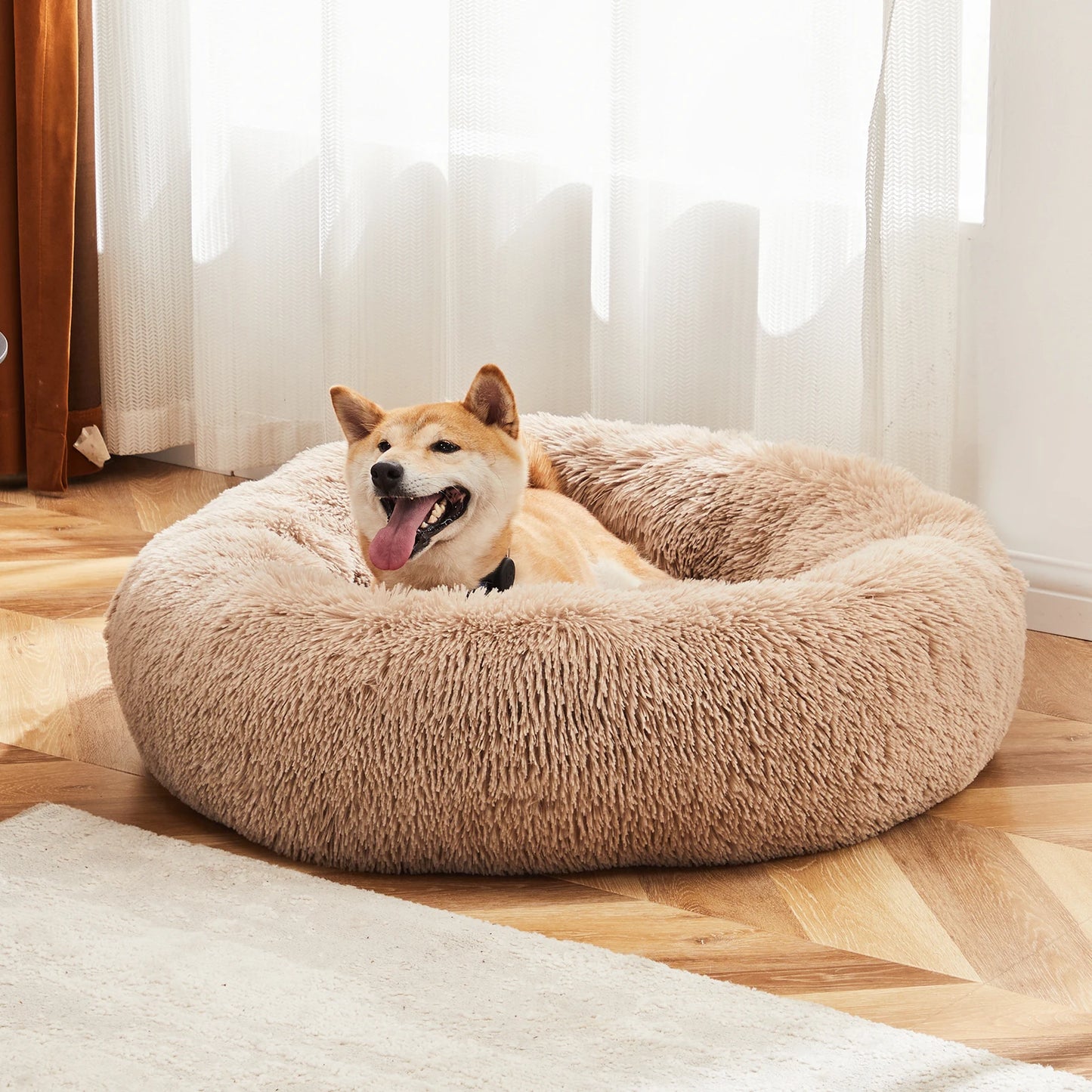 JHK Calming Dog Bed Plush Faux Fur Washable Non Slip