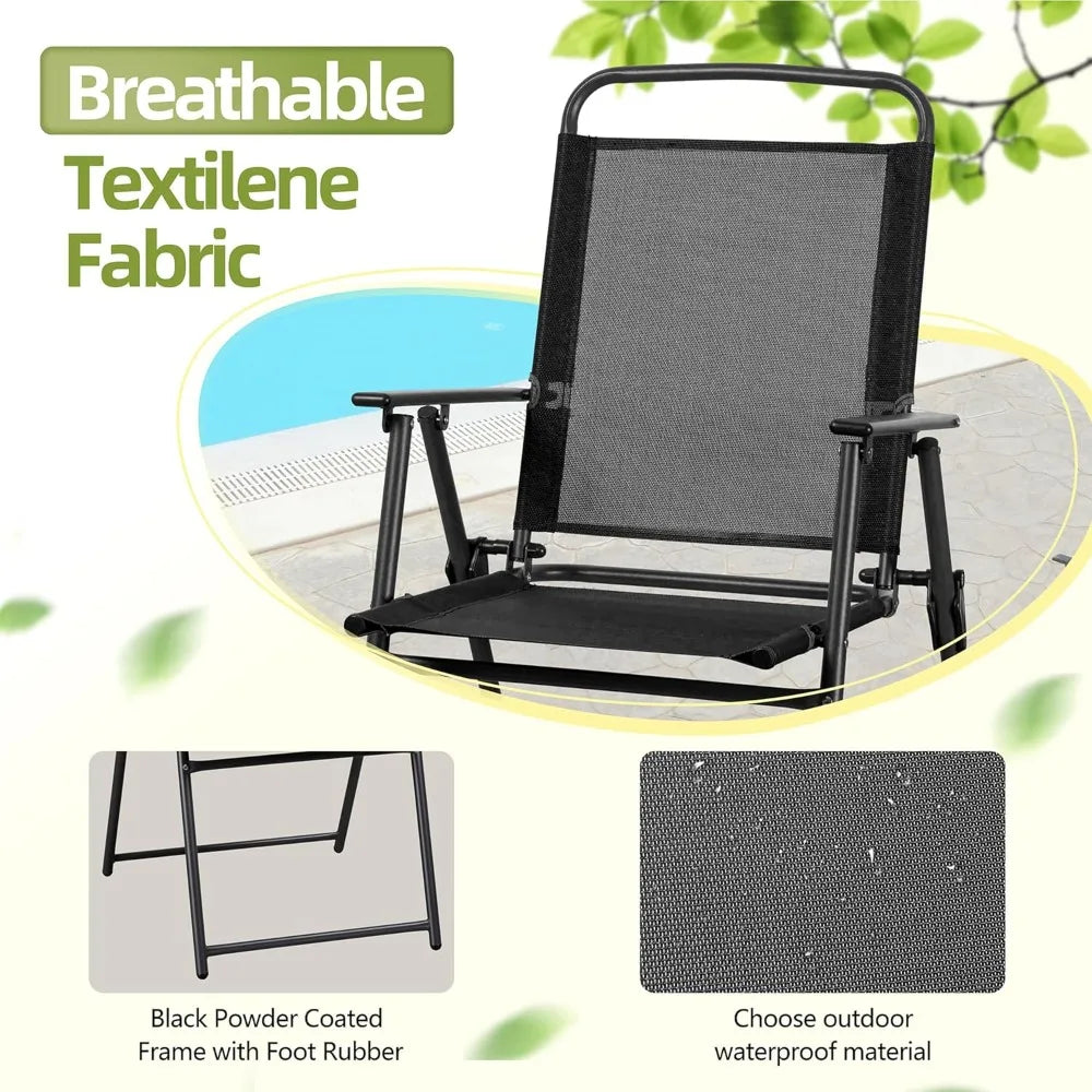 Outdoor Folding 6 Piece Patio Dining Set With Umbrella