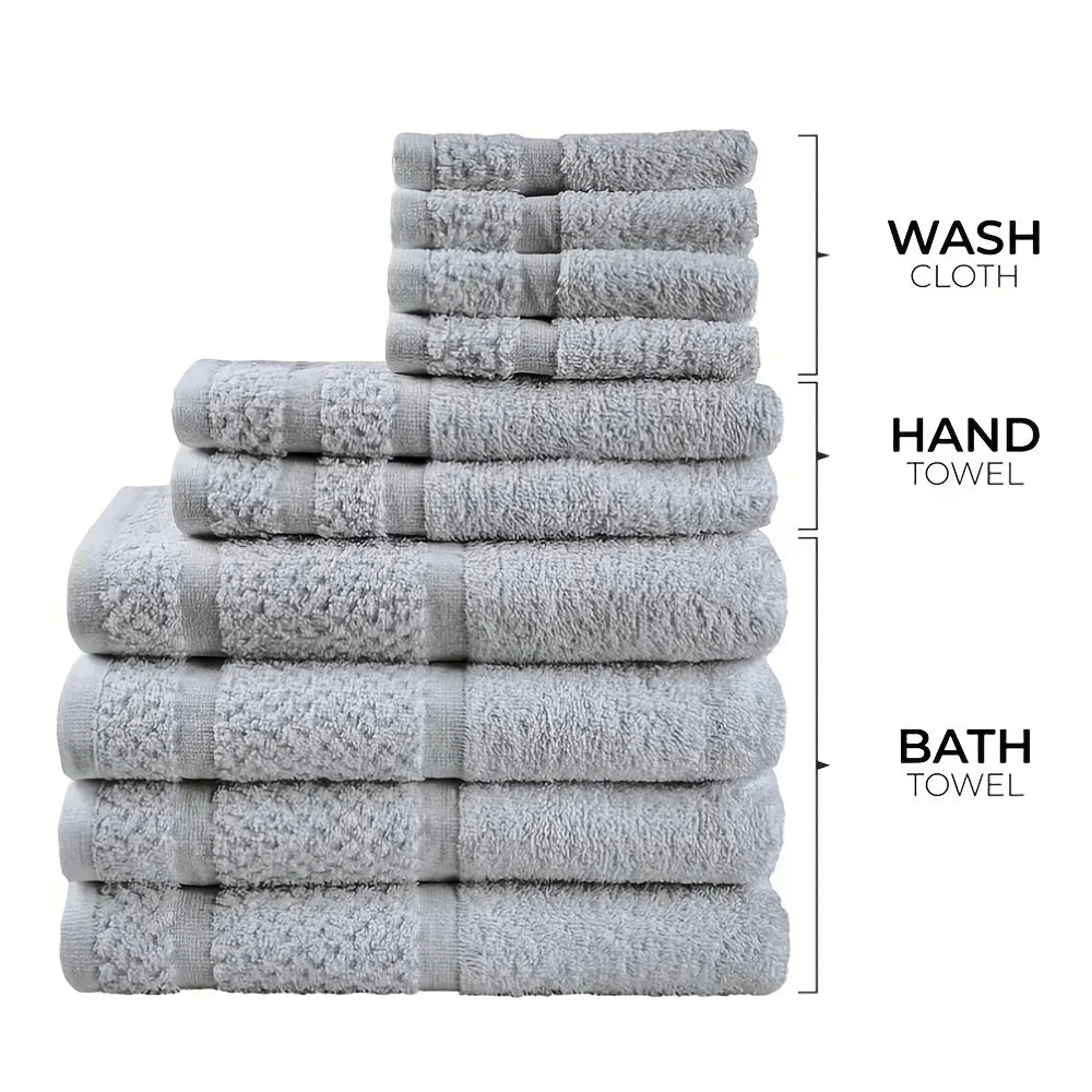 10 Piece Bath Towel Set Including Towels Hand Towels Washcloths
