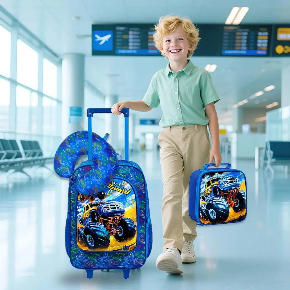 Caster Kids Rolling Suitcase With Cute Wheels Travel Carry On
