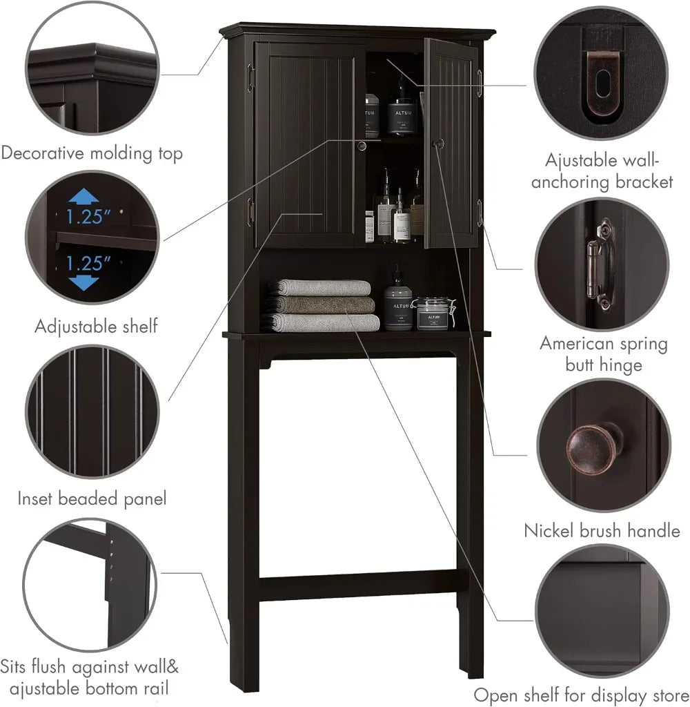 Tongyue Over The Toilet Storage Cabinet With Adjustable Shelves