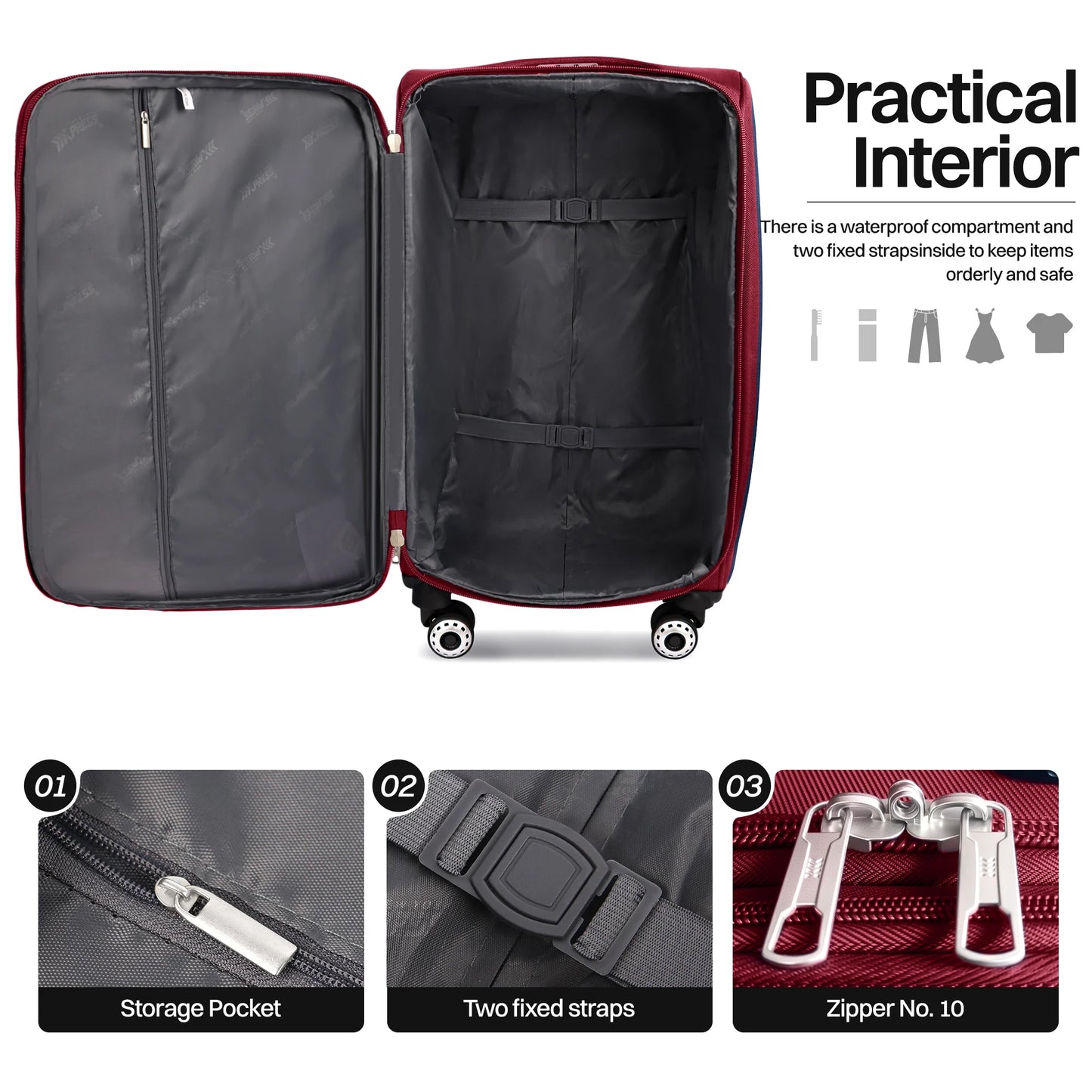 New York XPress Expandable Luggage Set 3 Piece Spinner