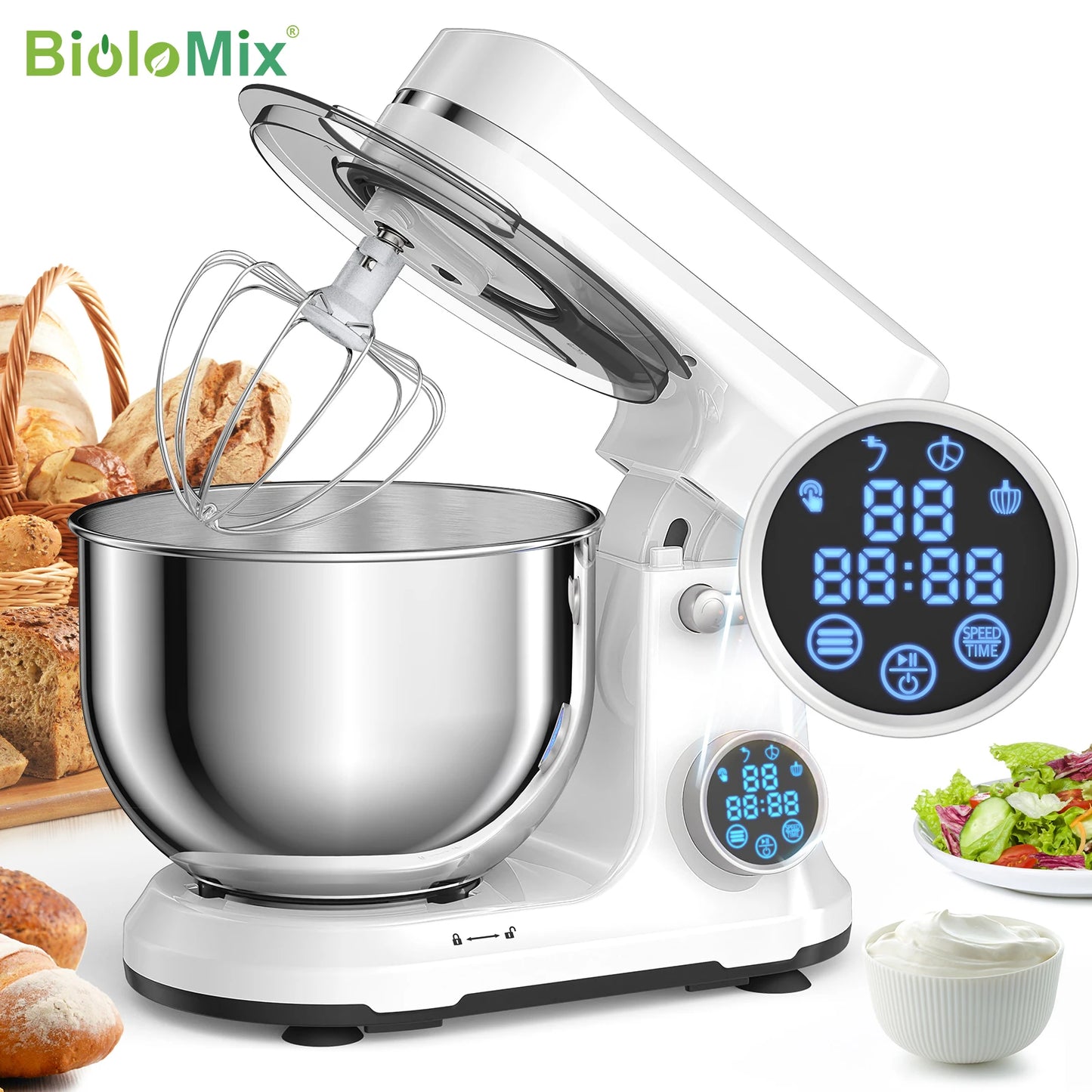 Biolomix 1200W Stand Mixer With 11 Speeds And Dough Hook