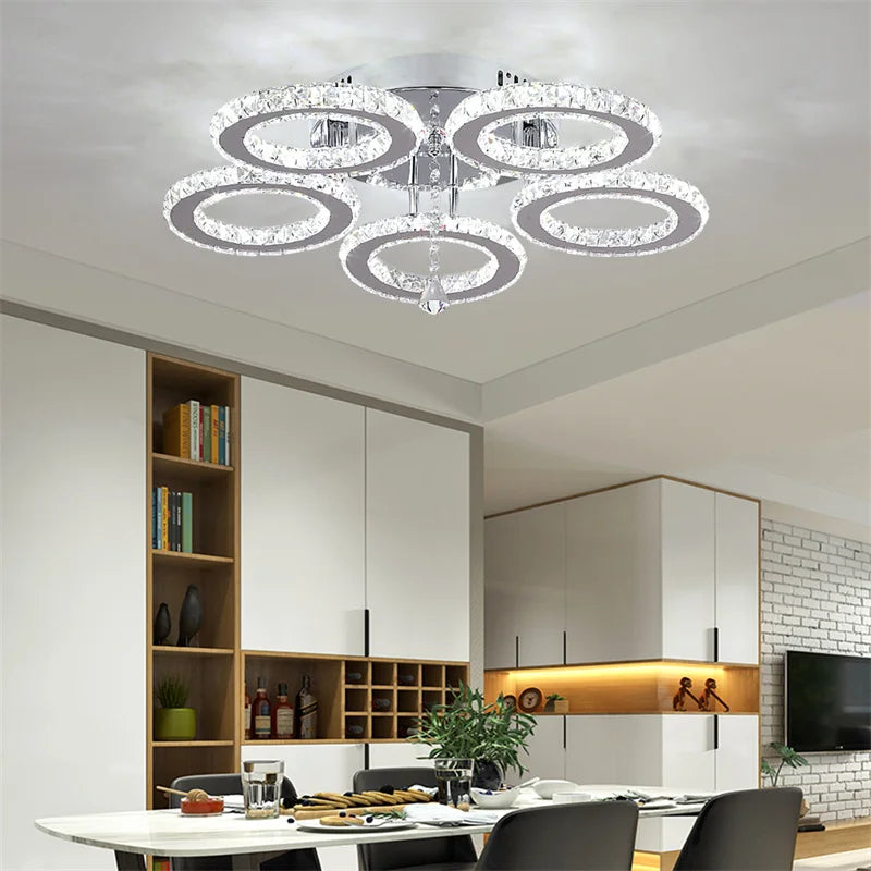 GreeLustr Modern Crystal Ring Pendant Light Ceiling Lamp