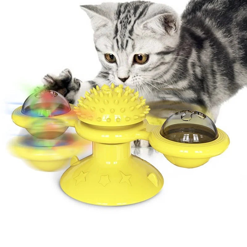 Windmill Cat Toy Interactive Puzzle Turntable Cat Game