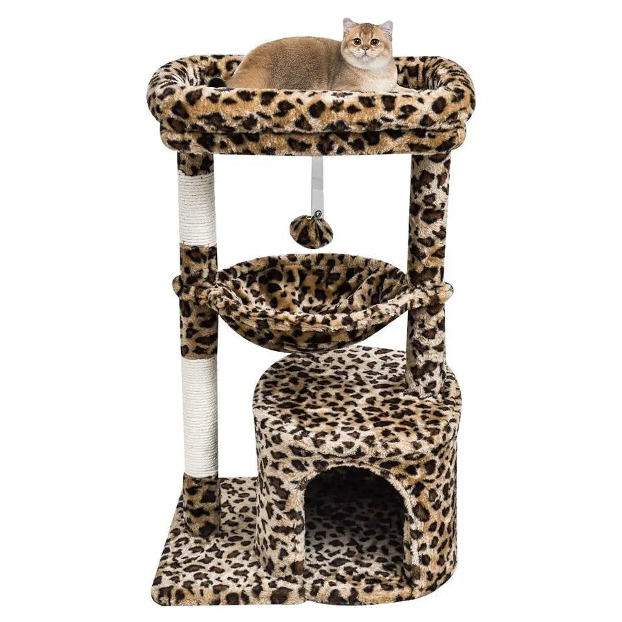 XMSJ Leopard Print Cat Tree Indoor Cat Tower