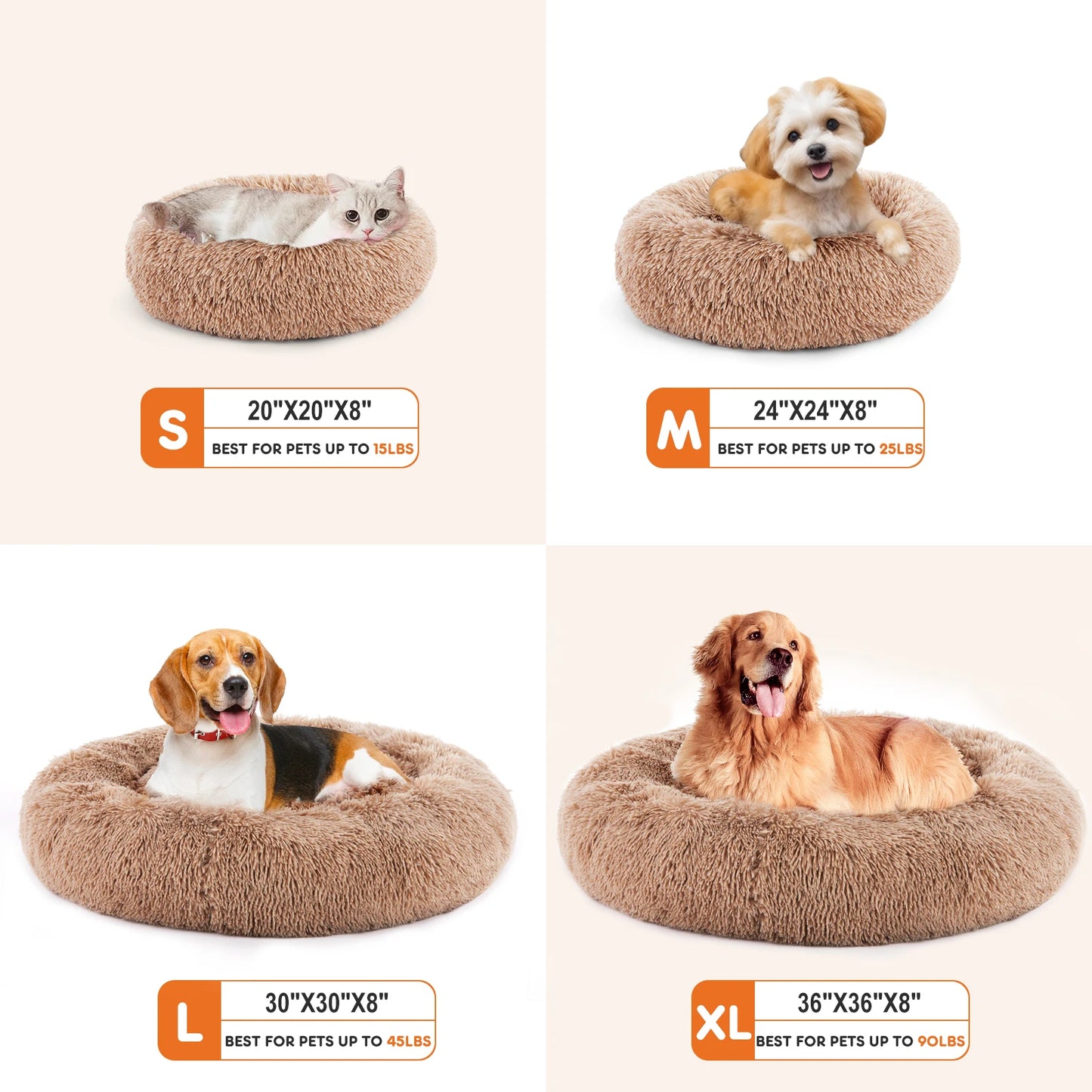 JHK Calming Dog Bed Plush Faux Fur Washable Non Slip