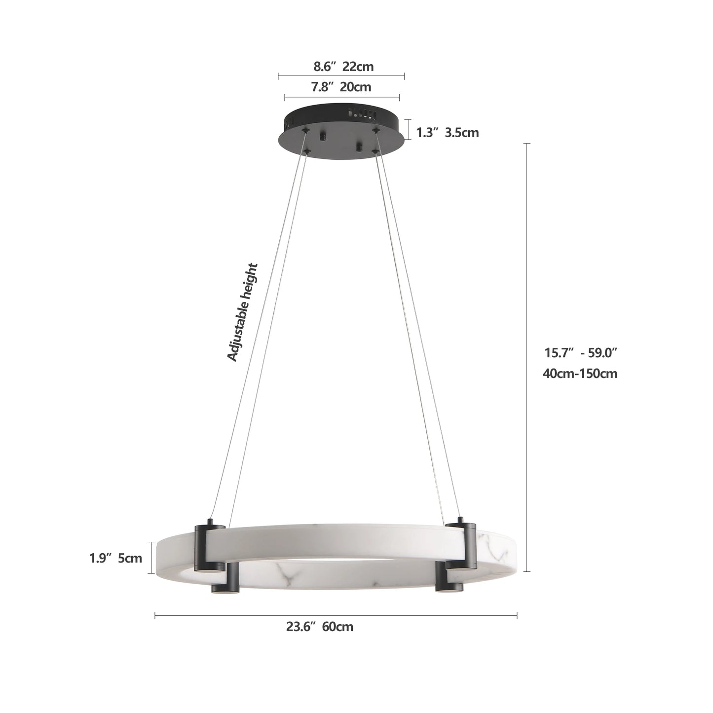 ARLGSITE Modern LED Pendant Light Resin Ring Chandelier