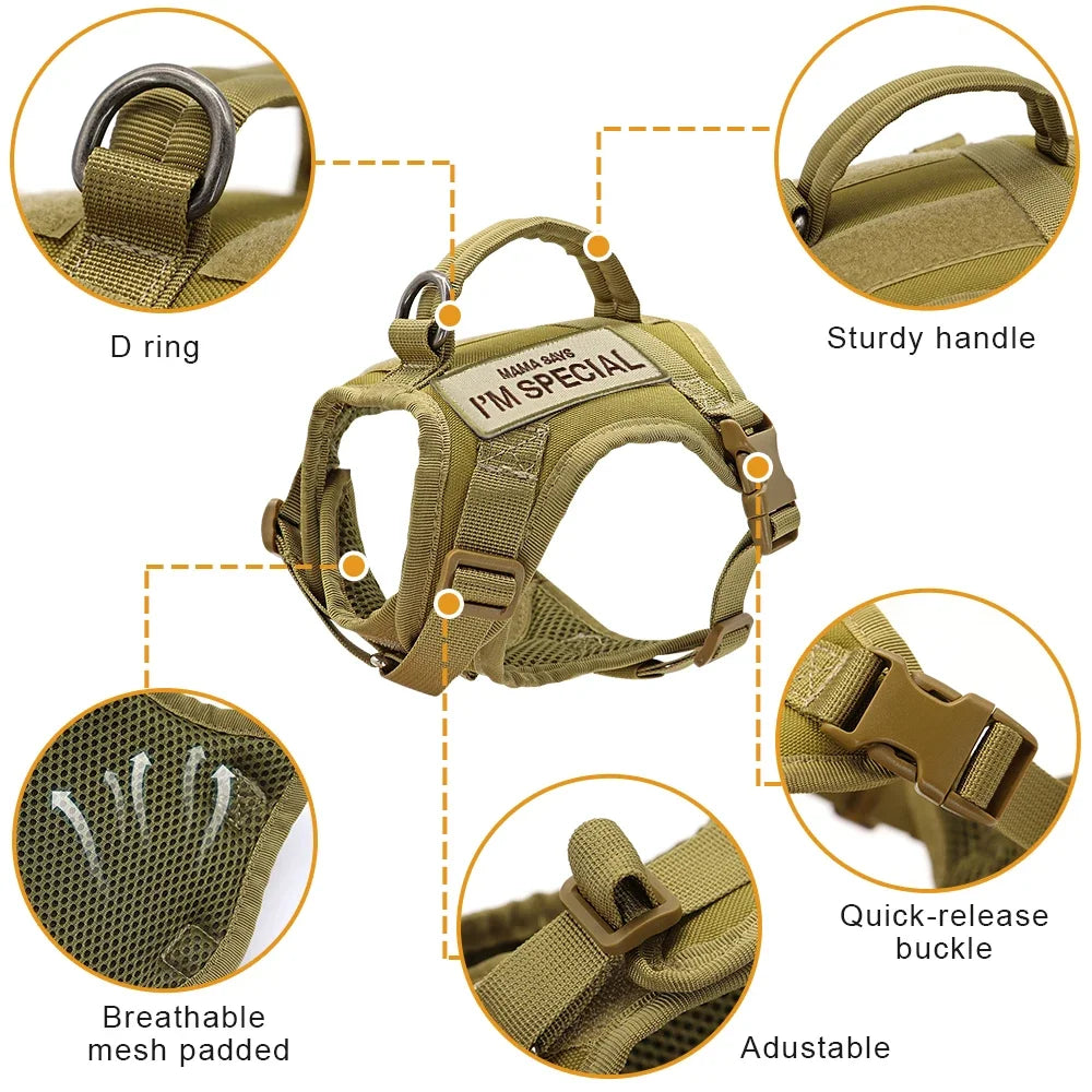Nylon Cat Harness Vest With Handle Military Tactical Cats