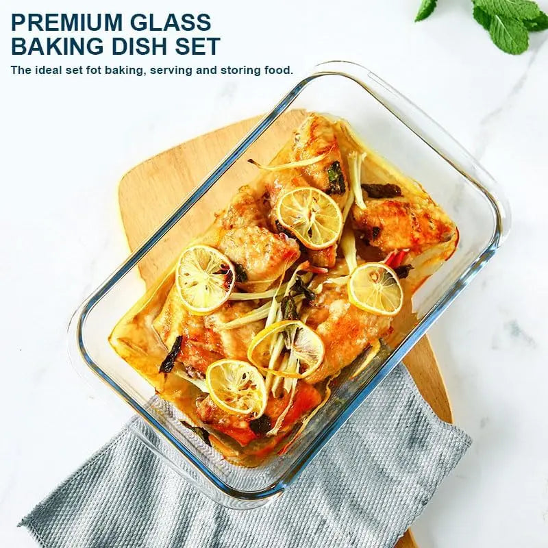 Borosilicate Glass Bakeware Set With Lids Freezer To Oven Safe