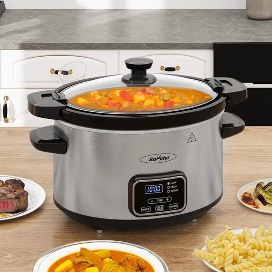 MDNG Programmable Slow Cooker With Locking Lid And Ceramic Pot