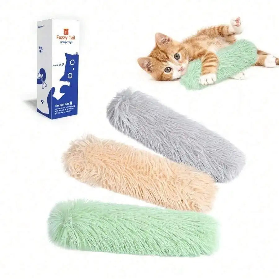 Cat Toys 3 Pack Soft Plush Kicker Catnip Interactive Indoor Toys