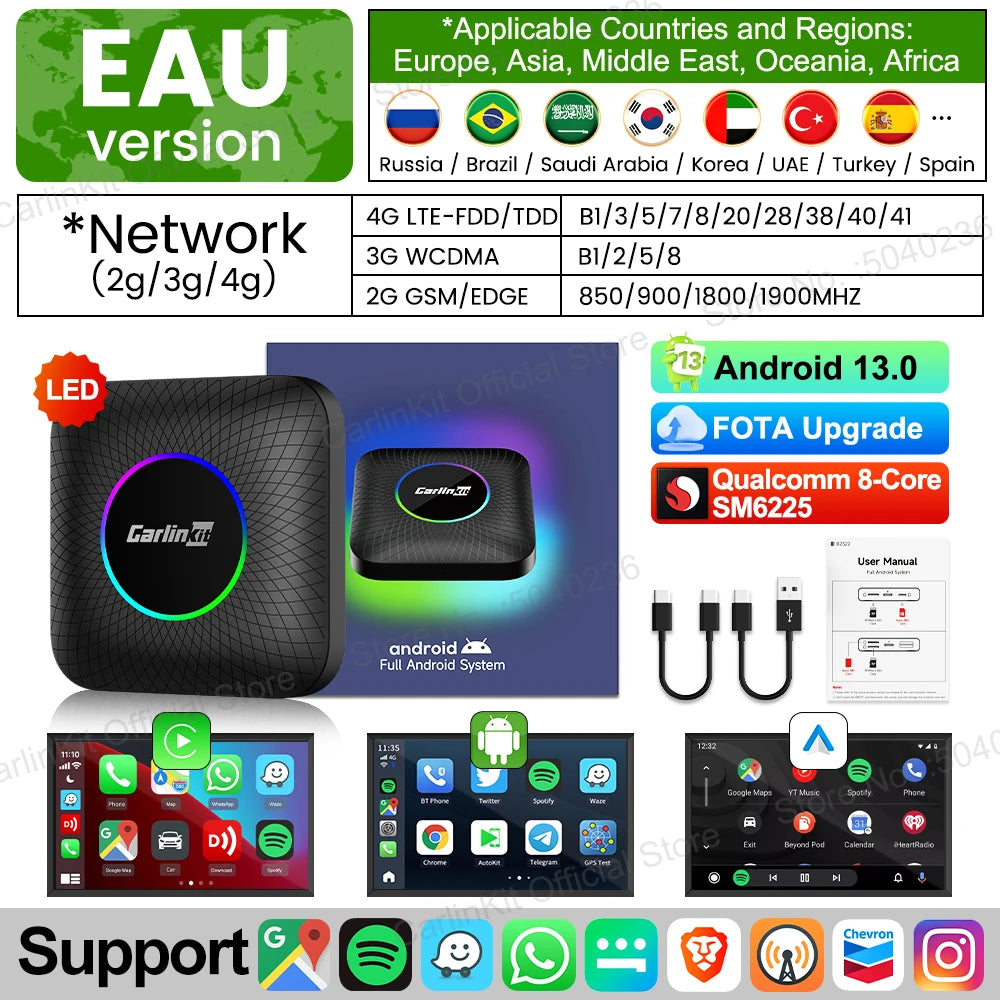 Carlinkit Android 13 CarPlay AI Box 8G128G Quad Core Wireless