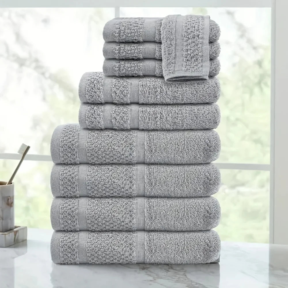 10 Piece Bath Towel Set Including Towels Hand Towels Washcloths