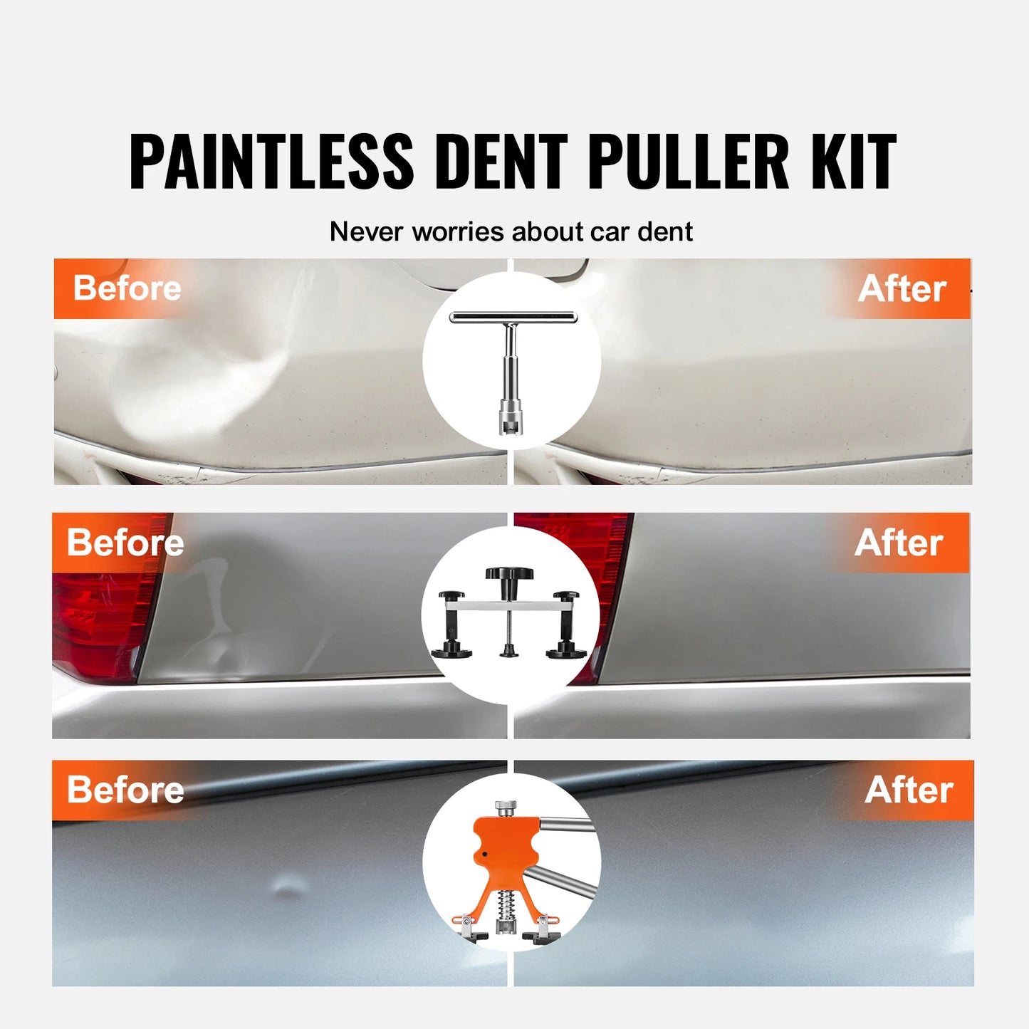 SucceBuy 107 Piece Auto Body Dent Repair Kit Paintless Dent Puller