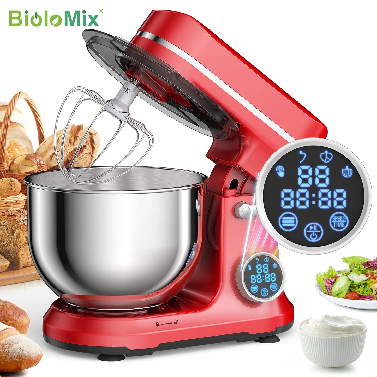 Biolomix 1200W Stand Mixer With 11 Speeds And Dough Hook