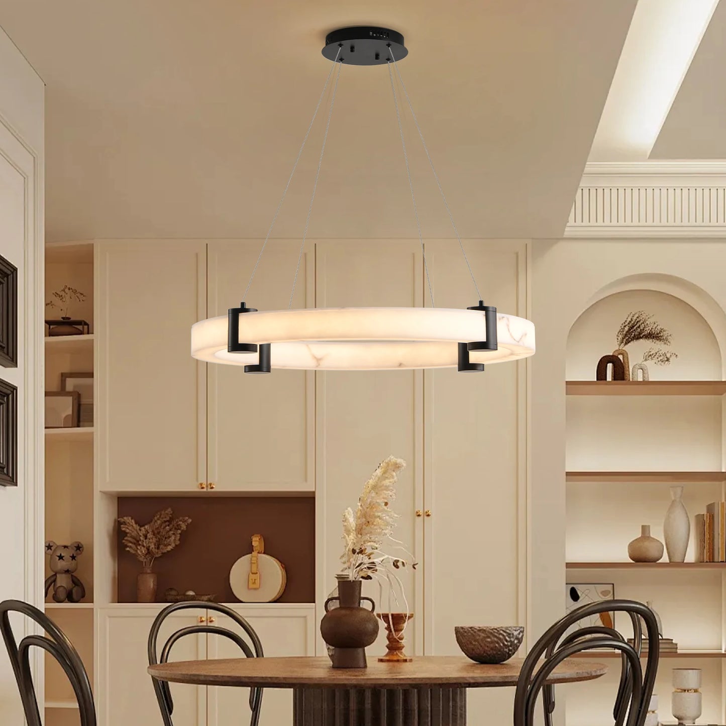 ARLGSITE Modern LED Pendant Light Resin Ring Chandelier