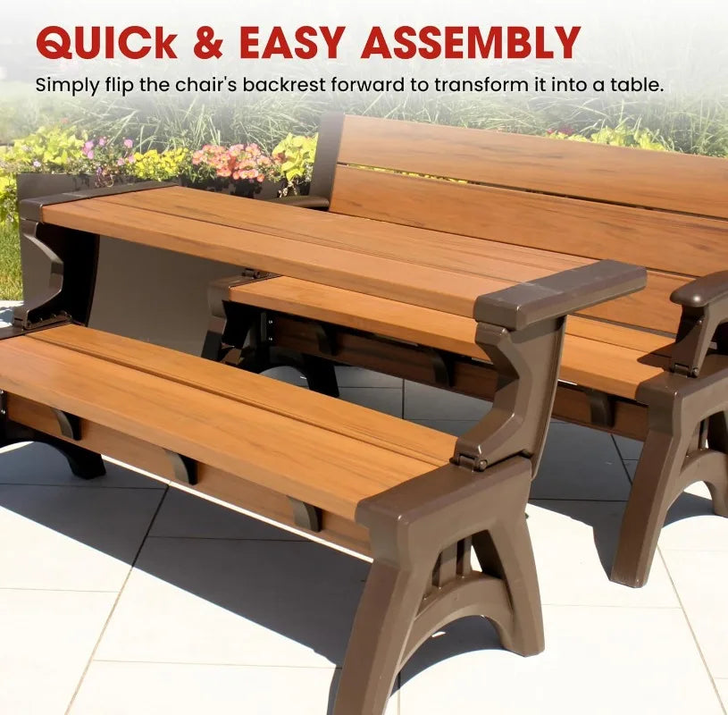 YTYIN Convert a Bench 2 In 1 Outdoor Bench and Picnic Table