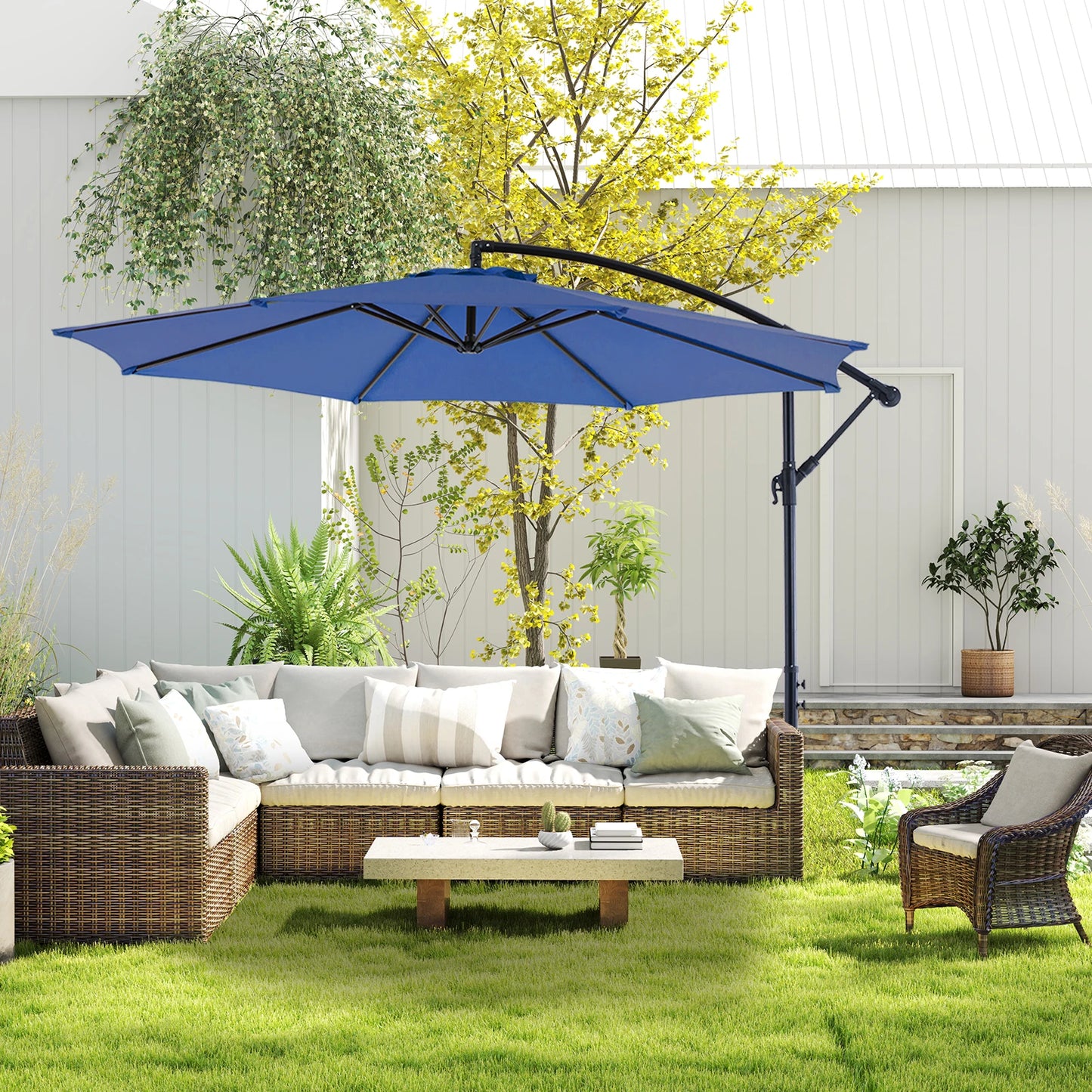 JHK Outdoor Patio Cantilever Umbrella Easy Tilt UV Protection