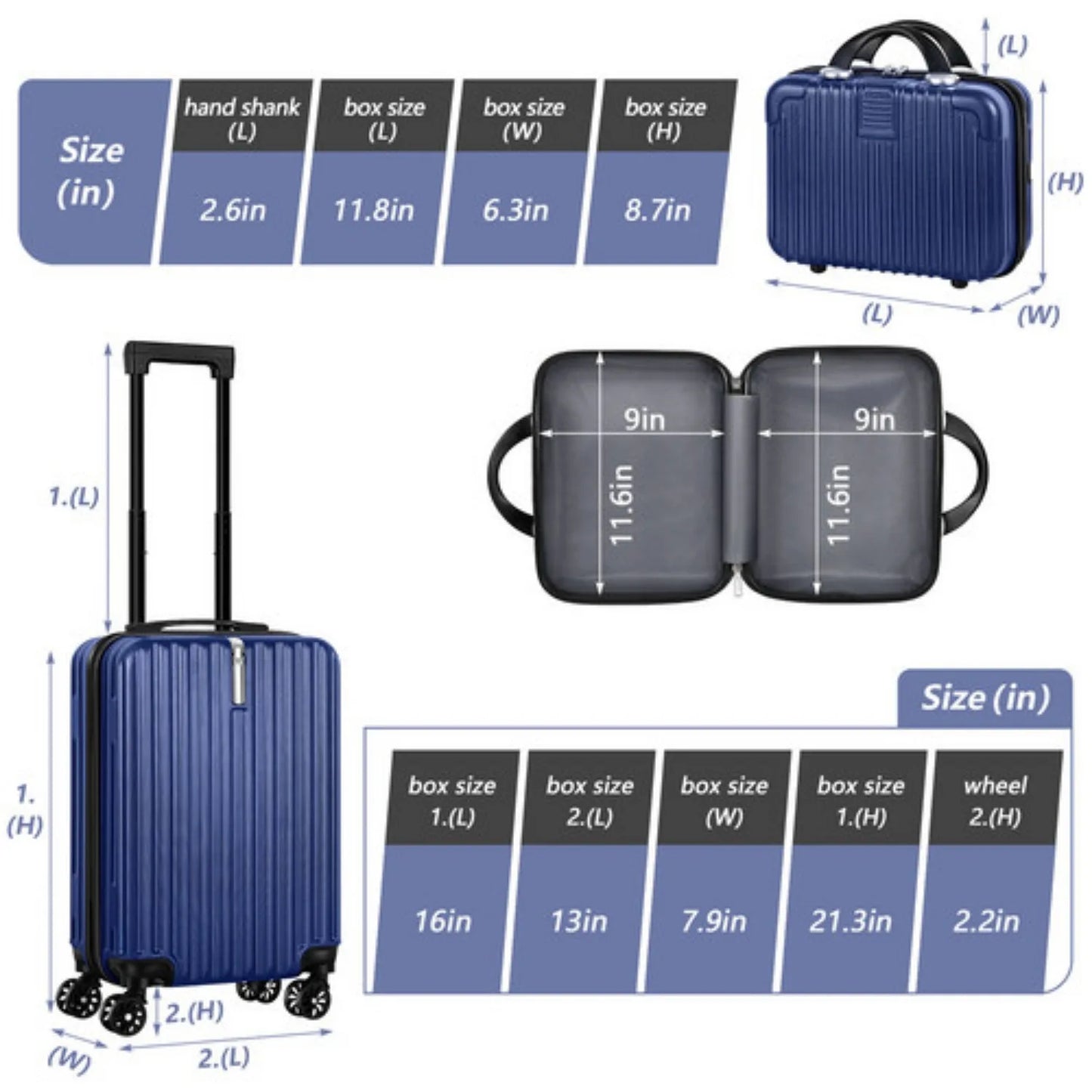 NONECN 2-Piece Hardshell Luggage Set With Spinner Wheels